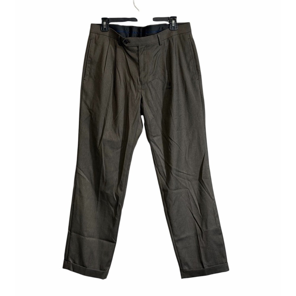 Lauren Ralph Lauren Mens Pleated Dress Pants Size 34x30 Brown Cuffed Trousers